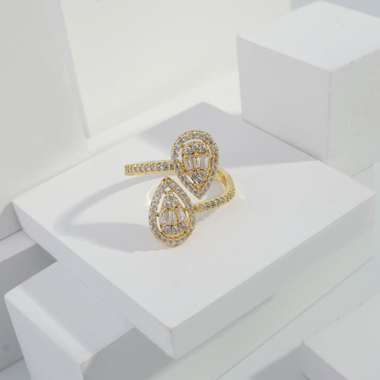 Scentorya Gold plated studded with cubic  zirconia diamond Gold Ring