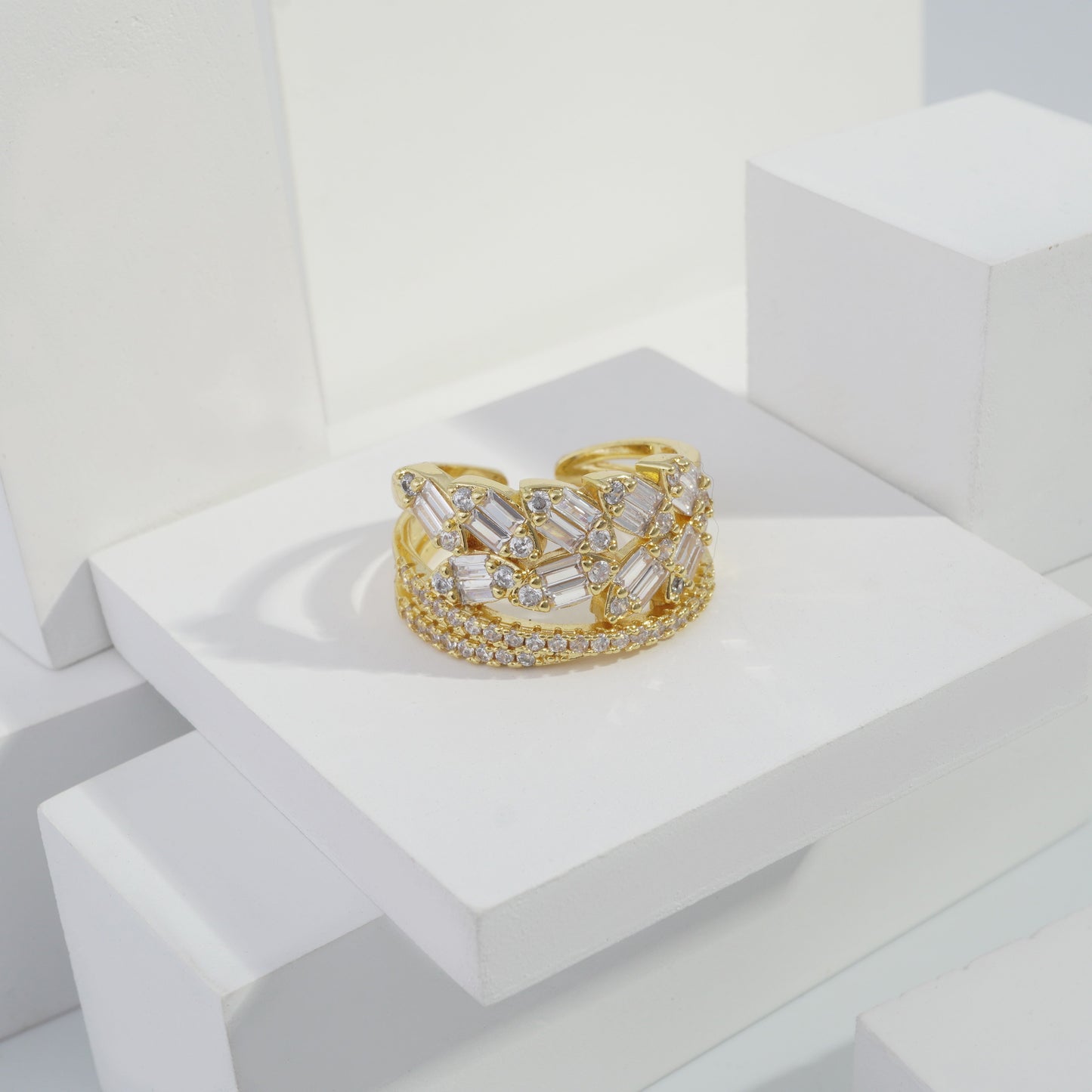Scentorya Gold plated studded with cubic  zirconia diamond Gold Ring