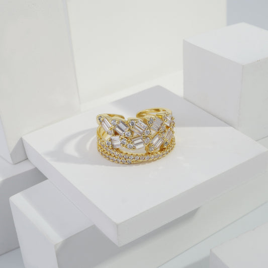 Scentorya Gold plated studded with cubic  zirconia diamond Gold Ring