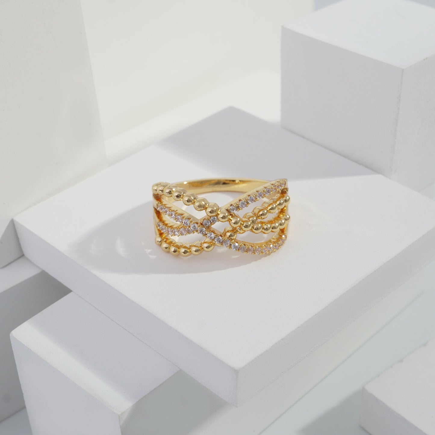 Scentorya Gold plated studded with cubic  zirconia diamond Gold Ring
