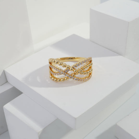 Scentorya Gold plated studded with cubic  zirconia diamond Gold Ring