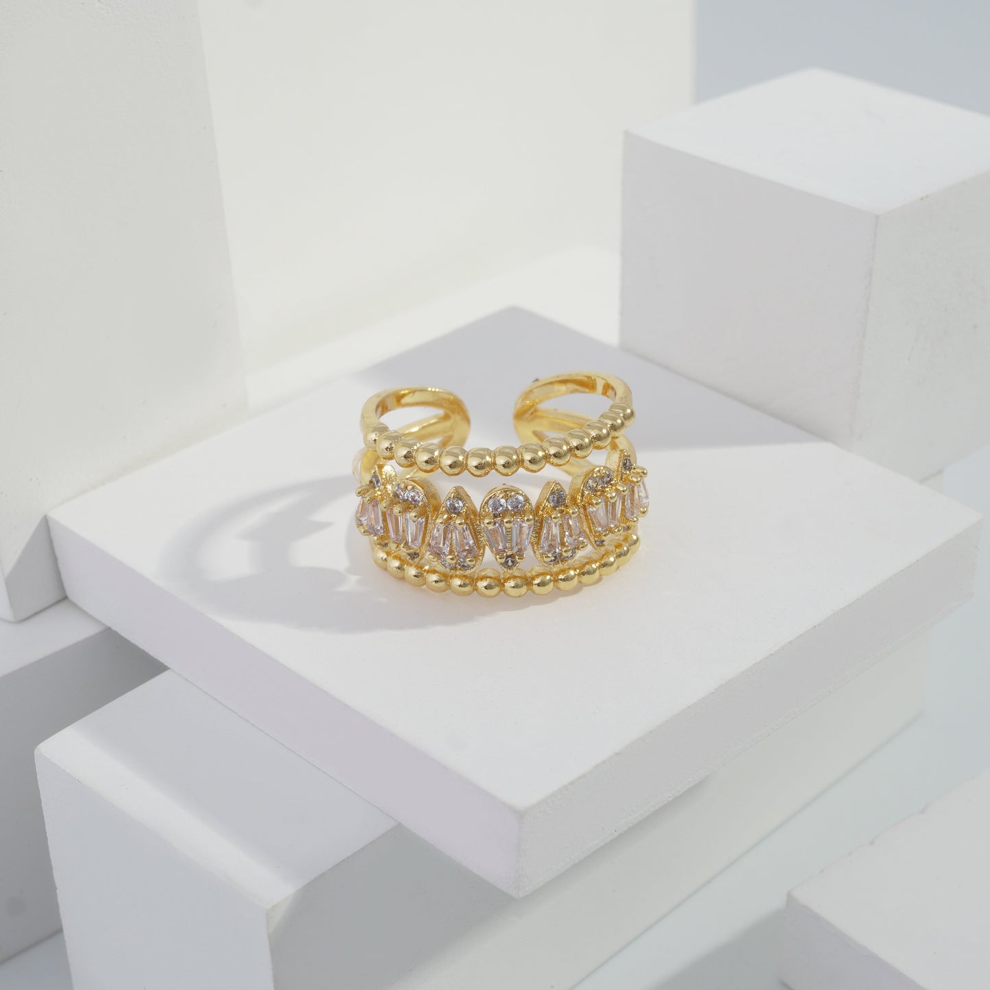 Scentorya Gold plated studded with cubic  zirconia diamond Gold Ring