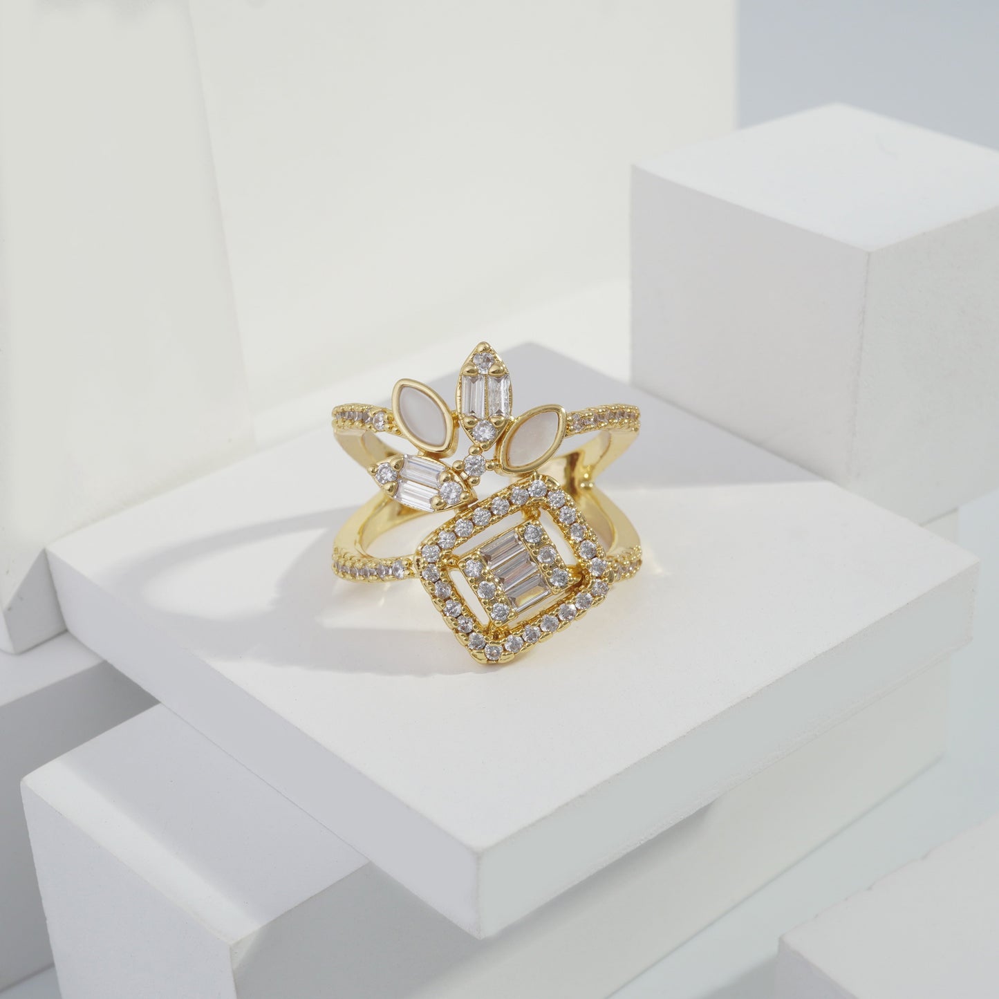 Scentorya Gold plated studded with cubic  zirconia diamond Gold Ring