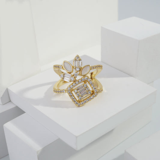 Scentorya Gold plated studded with cubic  zirconia diamond Gold Ring