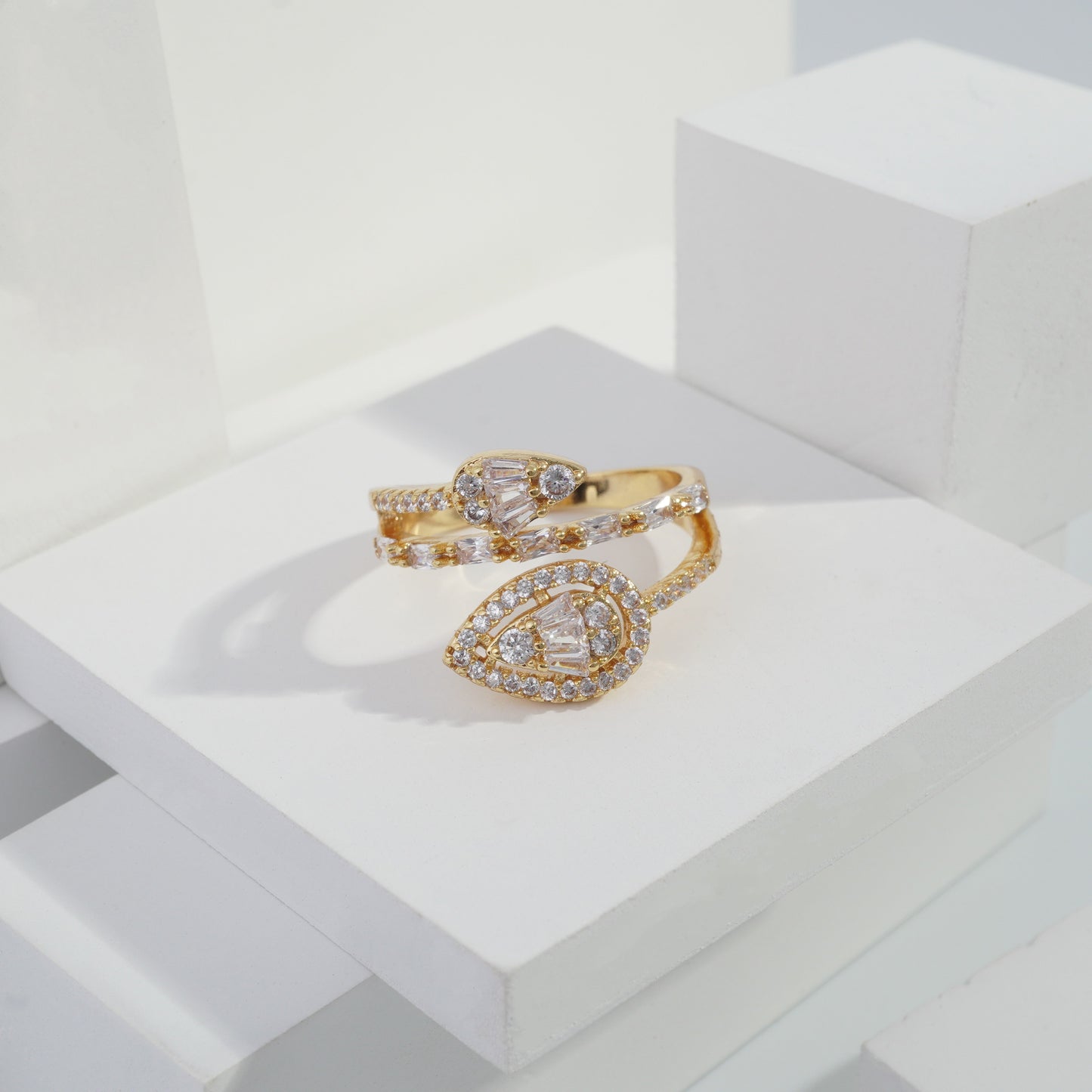 Scentorya Gold plated studded with cubic  zirconia diamond Gold Ring