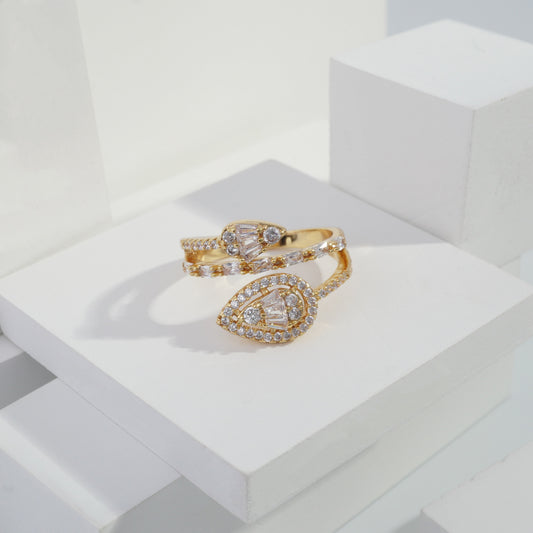 Scentorya Gold plated studded with cubic  zirconia diamond Gold Ring