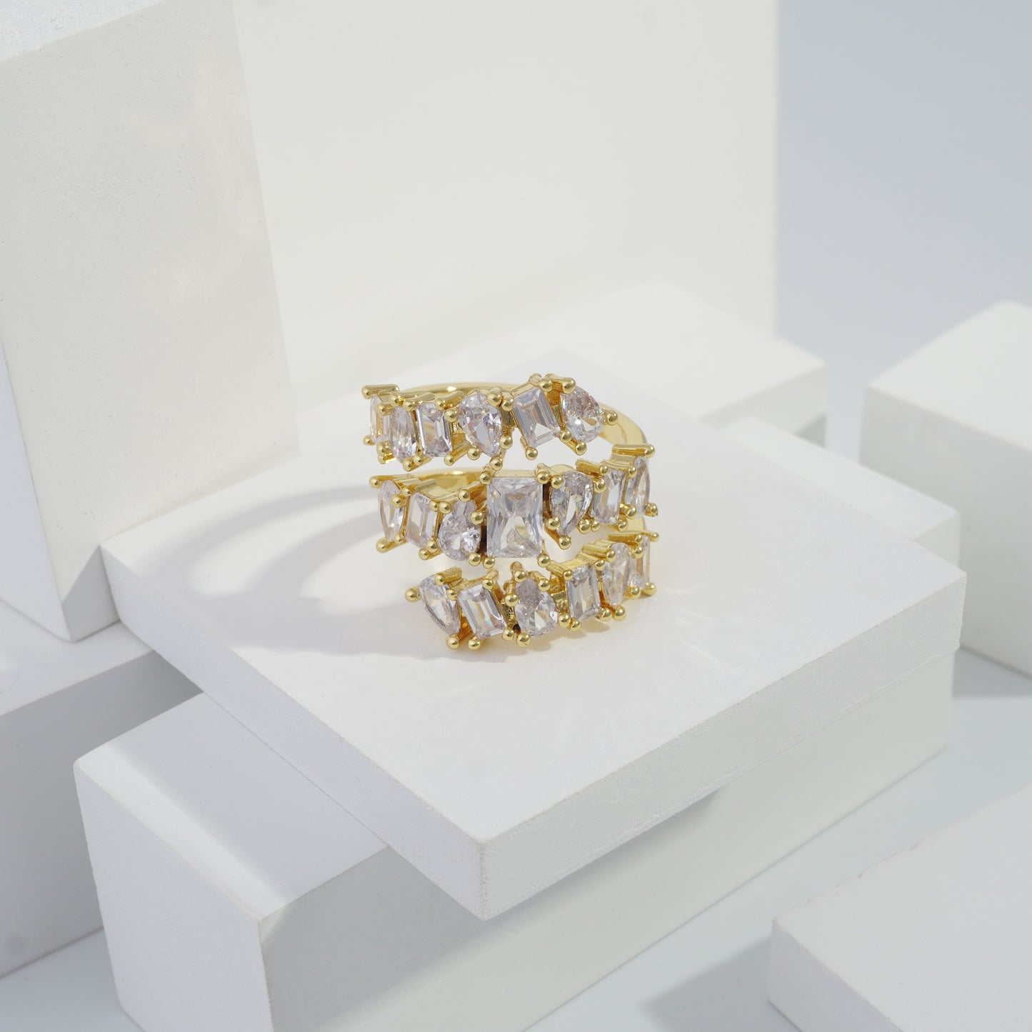 Scentorya Gold plated studded with cubic  zirconia diamond Gold Ring