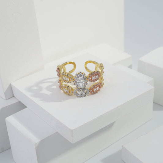 Scentorya Gold plated studded with cubic  zirconia diamond Gold Ring