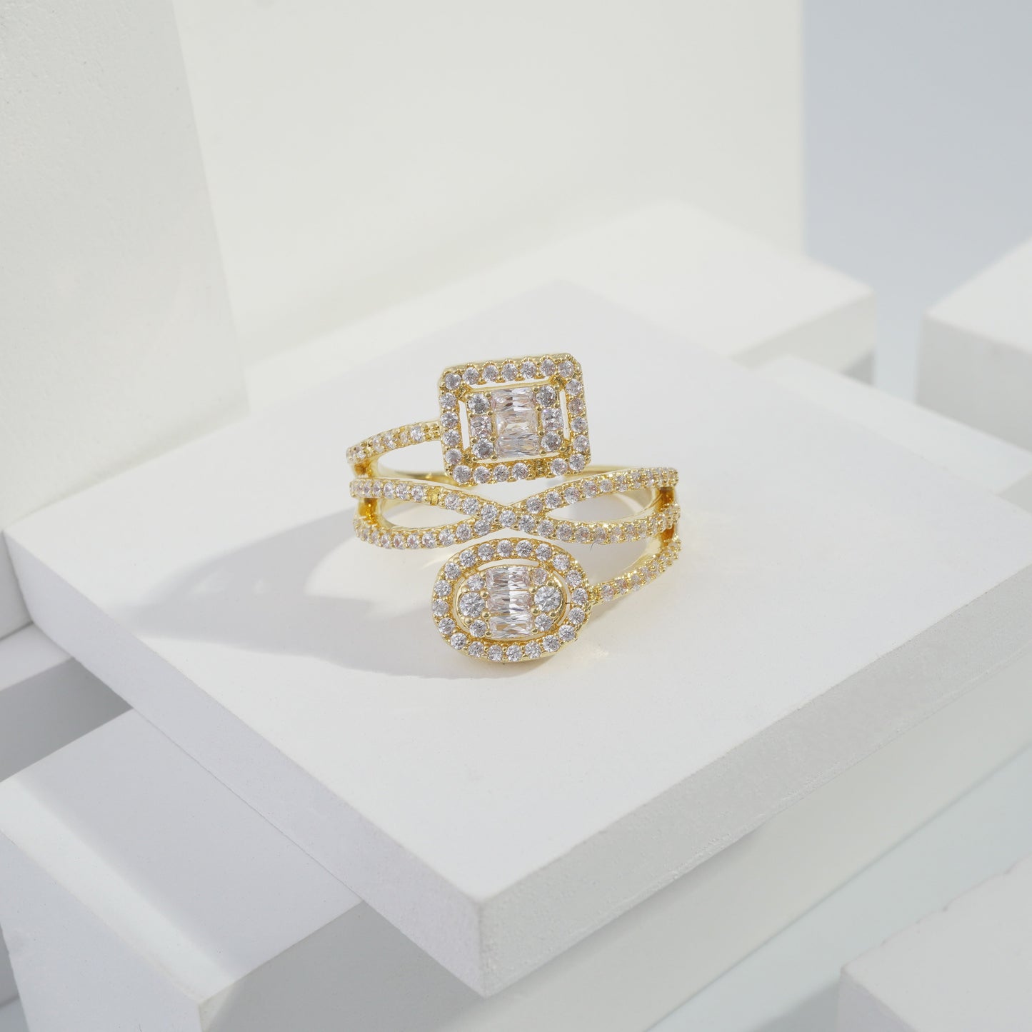 Scentorya Gold plated studded with cubic  zirconia diamond Gold Ring