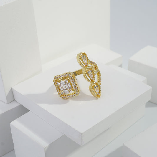 Scentorya Gold plated studded with cubic  zirconia diamond Gold Ring