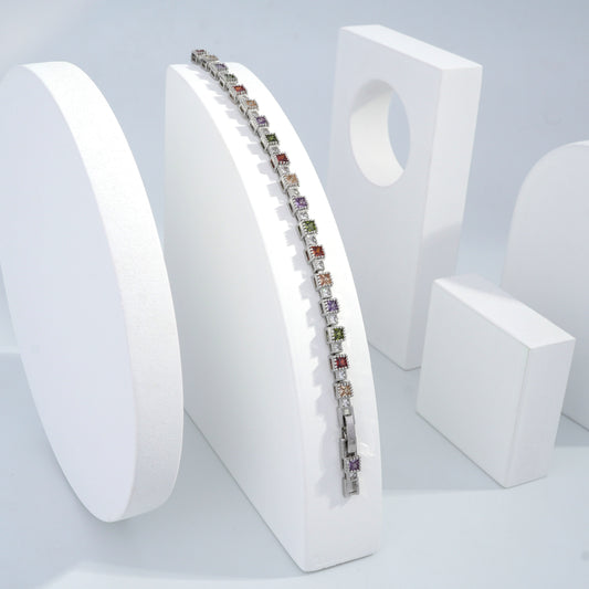 Scentorya Silver Plated Studded With Zircoina Diamond With Silver Bracelate