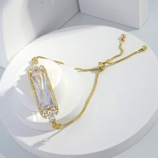 Scentorya Gold Plated Studded With Zircoina Diamond With Gold Bracelate