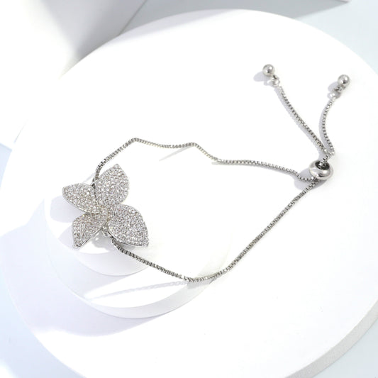 Scentorya Silver Plated Studded With Zircoina Diamond With Silver Bracelate