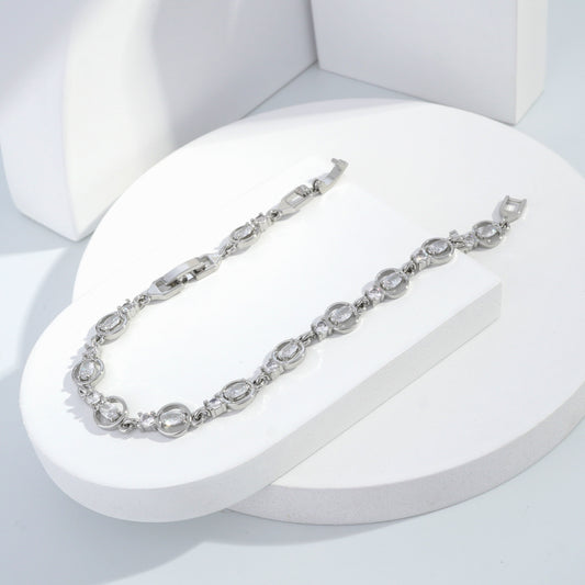 Scentorya  Silver Plated Studded With Zircoina Diamond With Silver Bracelate