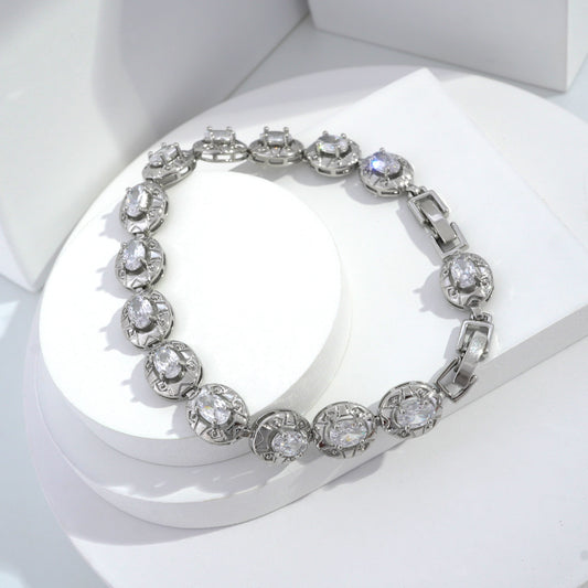 Scentorya Silver Plated Studded With Zircoina Diamond With Silver Bracelate