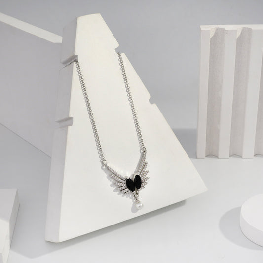 Scentorya Silver Plated Studded With Zirconia Diamonds Silver Chain Pendant