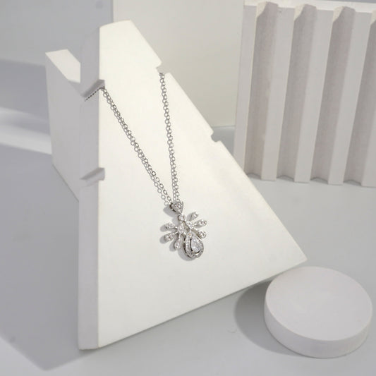 Scentorya Silver Plated Studded With Zirconia Diamonds Silver Chain Pendant
