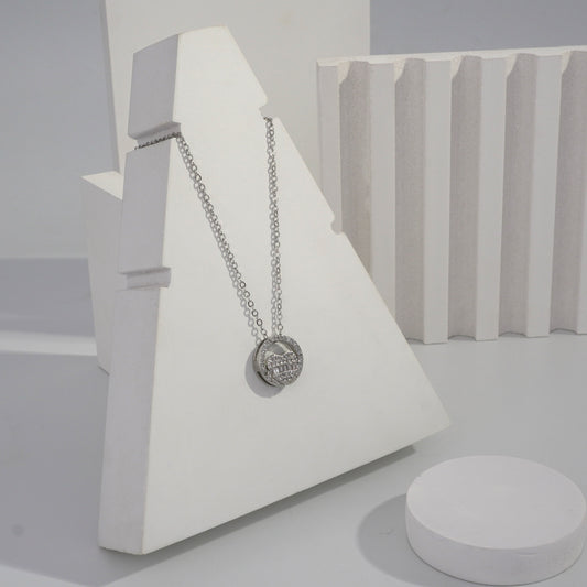 Scentorya Silver Plated Studded With Zirconia Diamonds Silver Chain Pendant