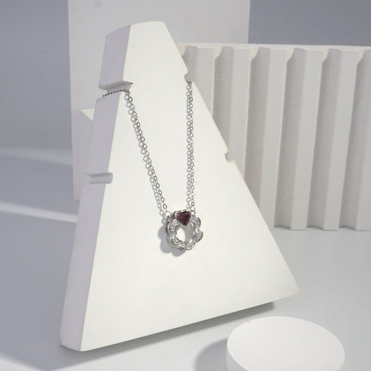 Scentorya Silver Plated Studded With Zirconia Diamonds Silver Chain Pendant