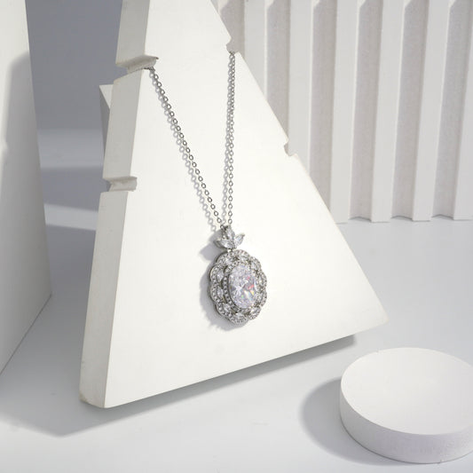 Scentorya Silver Plated Studded With Zirconia Diamonds Silver Chain Pendant