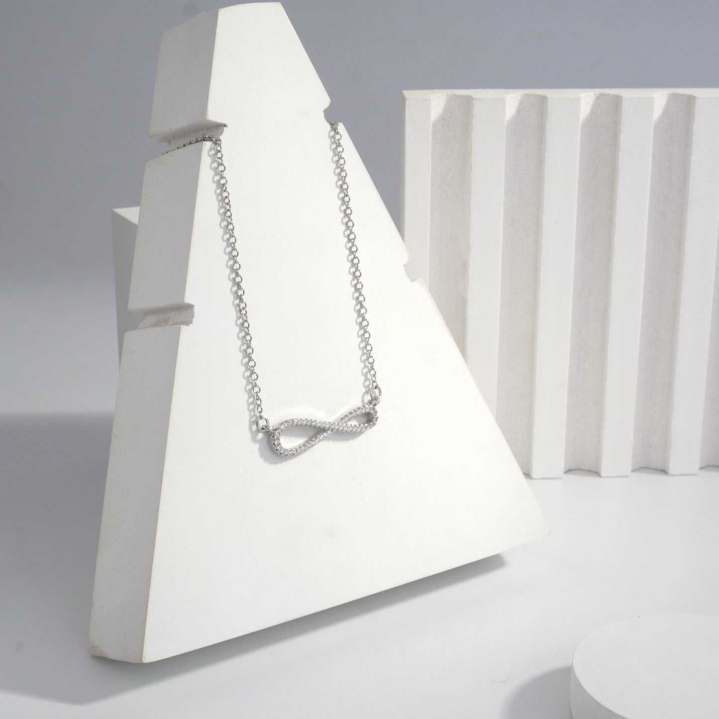 Scentorya Silver Plated Studded With Zirconia Diamonds Silver Chain Pendant