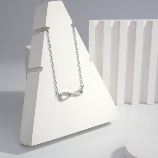 Scentorya Silver Plated Studded With Zirconia Diamonds Silver Chain Pendant
