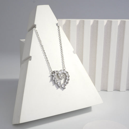 Scentorya Silver Plated Studded With Zirconia Diamonds Silver Chain Pendant