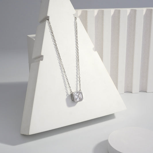 Scentorya Silver Plated Studded With Zirconia Diamonds Silver Chain Pendant