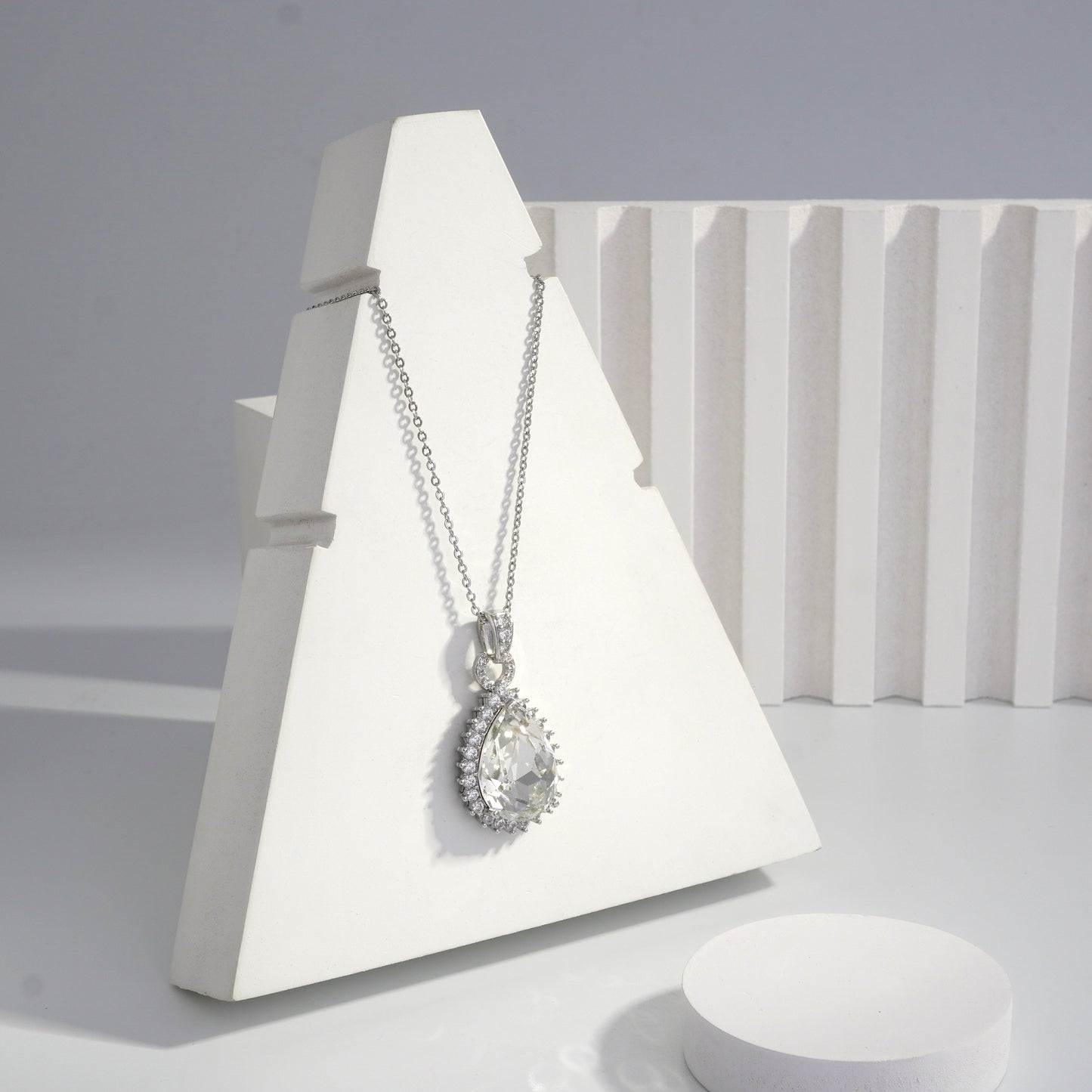 Scentorya Silver Plated Studded With Zirconia Diamonds Silver Chain Pendant