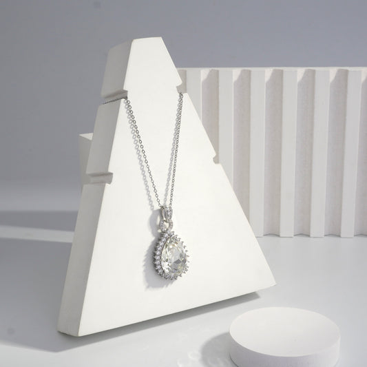 Scentorya Silver Plated Studded With Zirconia Diamonds Silver Chain Pendant