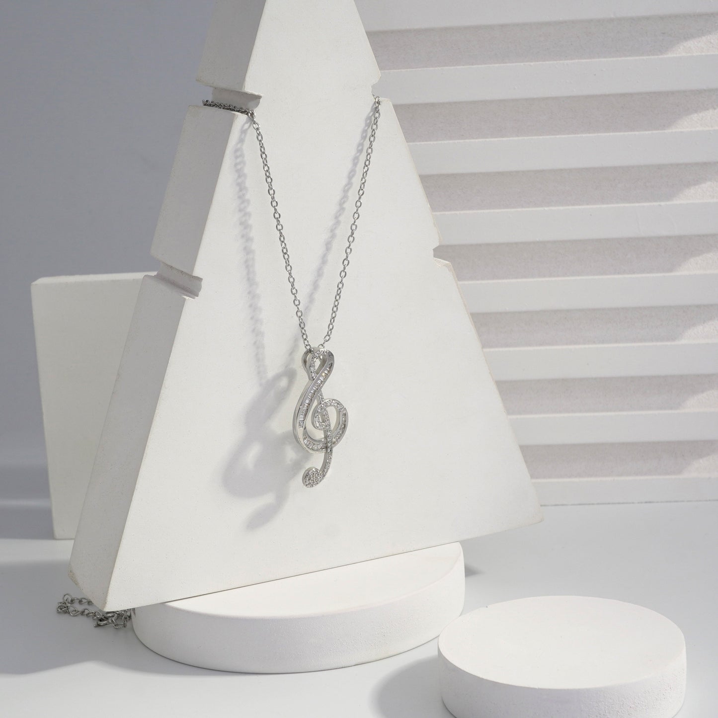 Scentorya Silver Plated Studded With Zirconia Diamonds Silver Chain Pendant