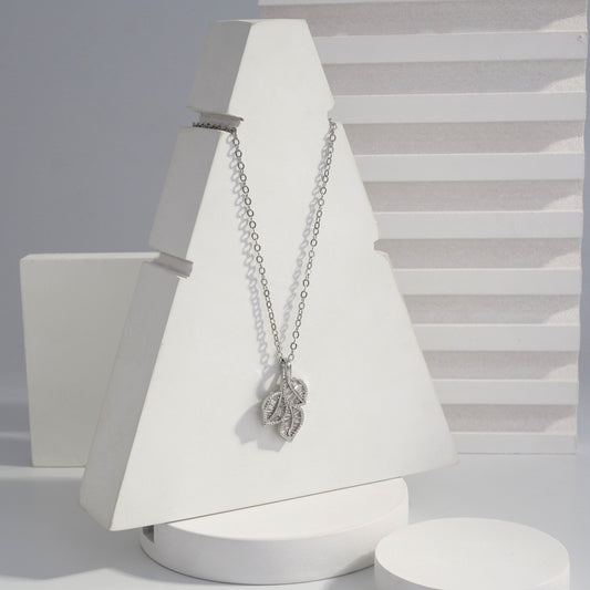 Scentorya Silver Plated Studded With Zirconia Diamonds Silver Chain Pendant
