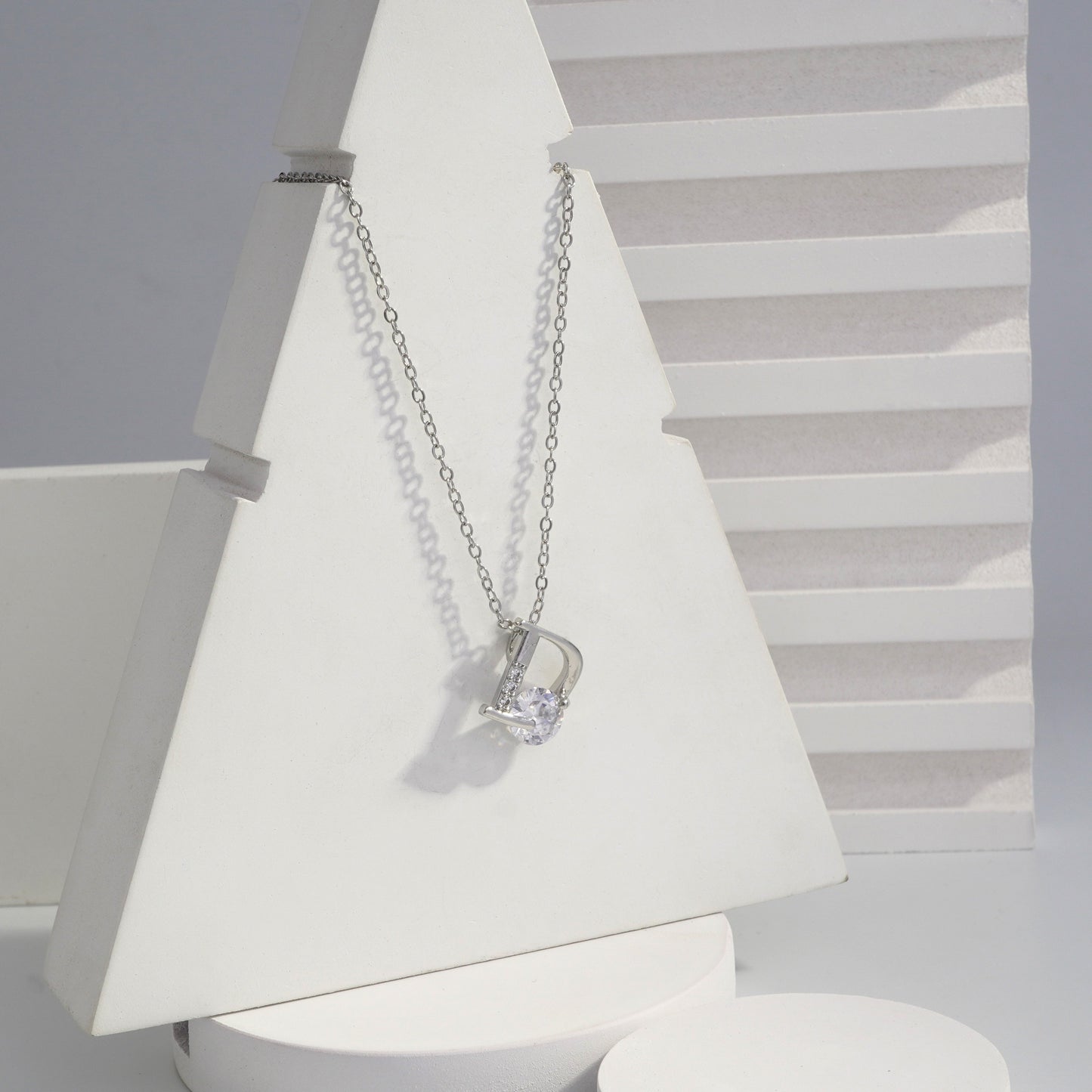 Scentorya Silver Plated Studded With Zirconia Diamonds Silver Chain Pendant