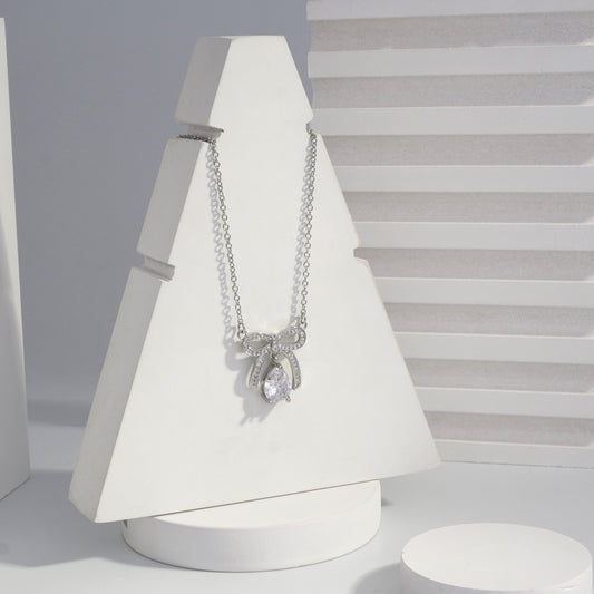 Scentorya Silver Plated Studded With Zirconia Diamonds Silver Chain Pendant