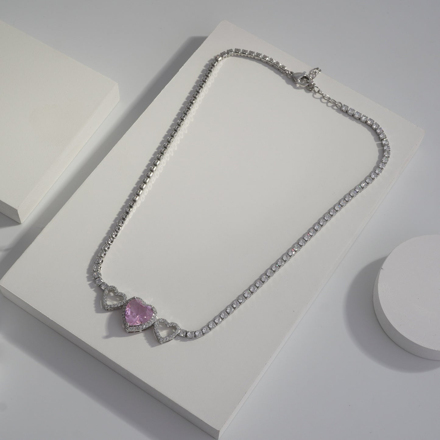 Scentorya Silver Plated Studded With Zirconia Diamonds Silver Chain Pendant