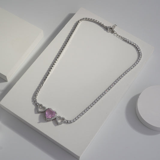 Scentorya Silver Plated Studded With Zirconia Diamonds Silver Chain Pendant