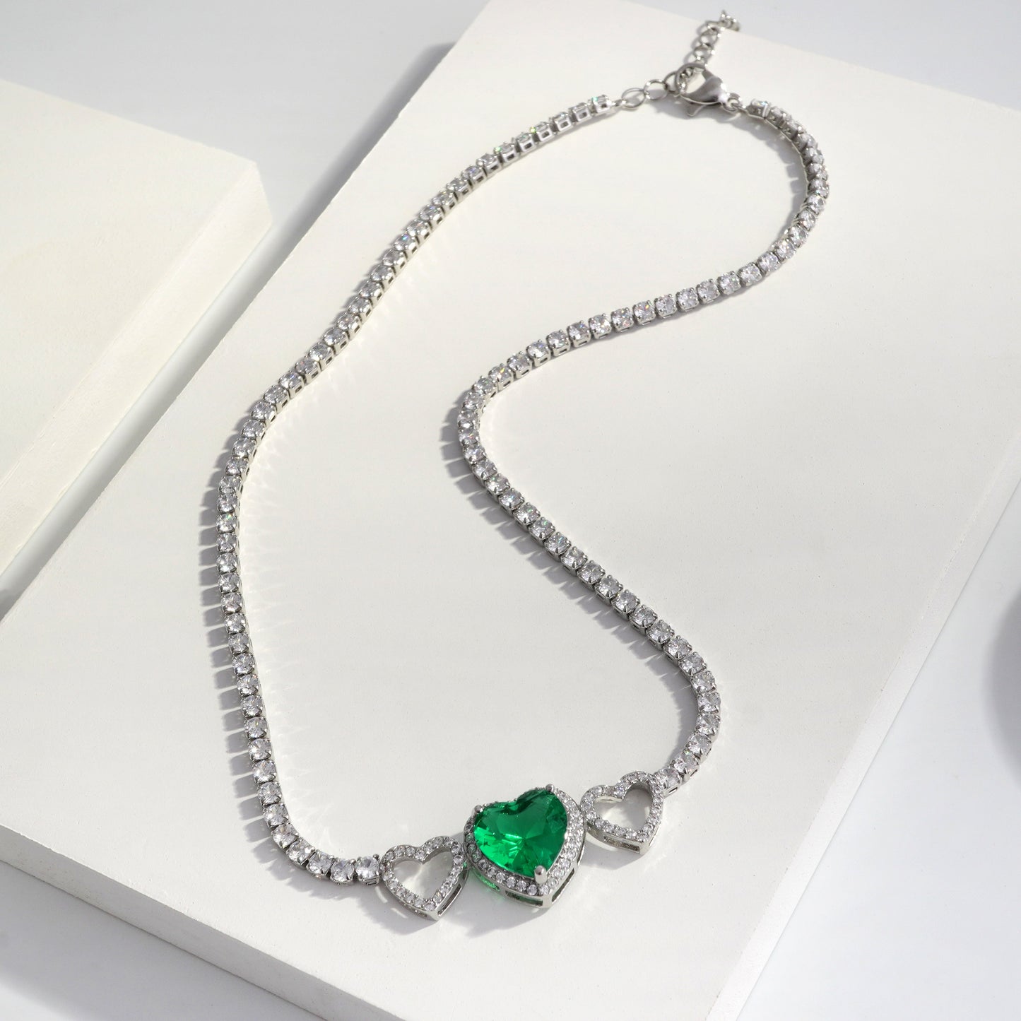 Scentorya Silver Plated Studded With Zirconia Diamonds Silver Chain Pendant