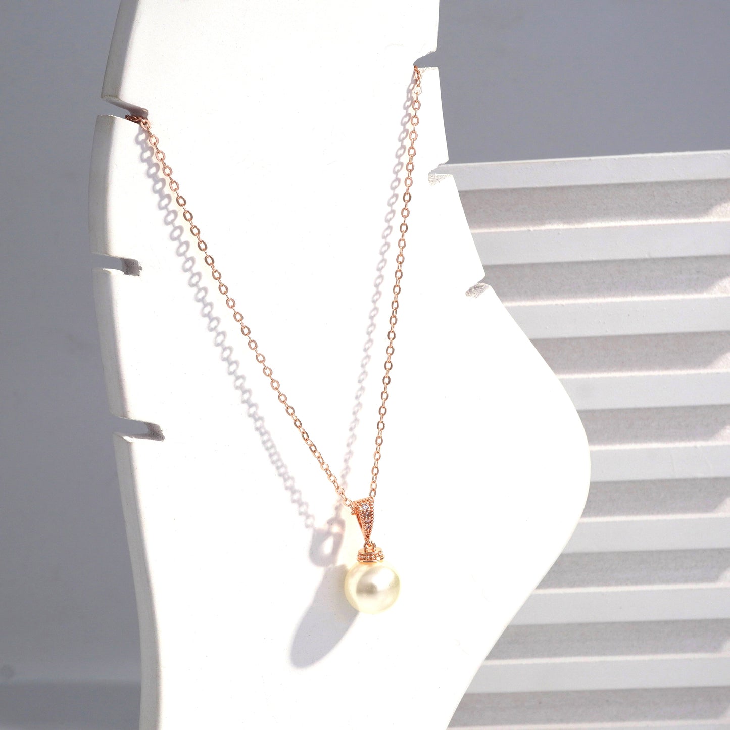 Scentorya Rose Gold Plated Studded With Zirconia Diamonds Rose Gold Chain Pendant