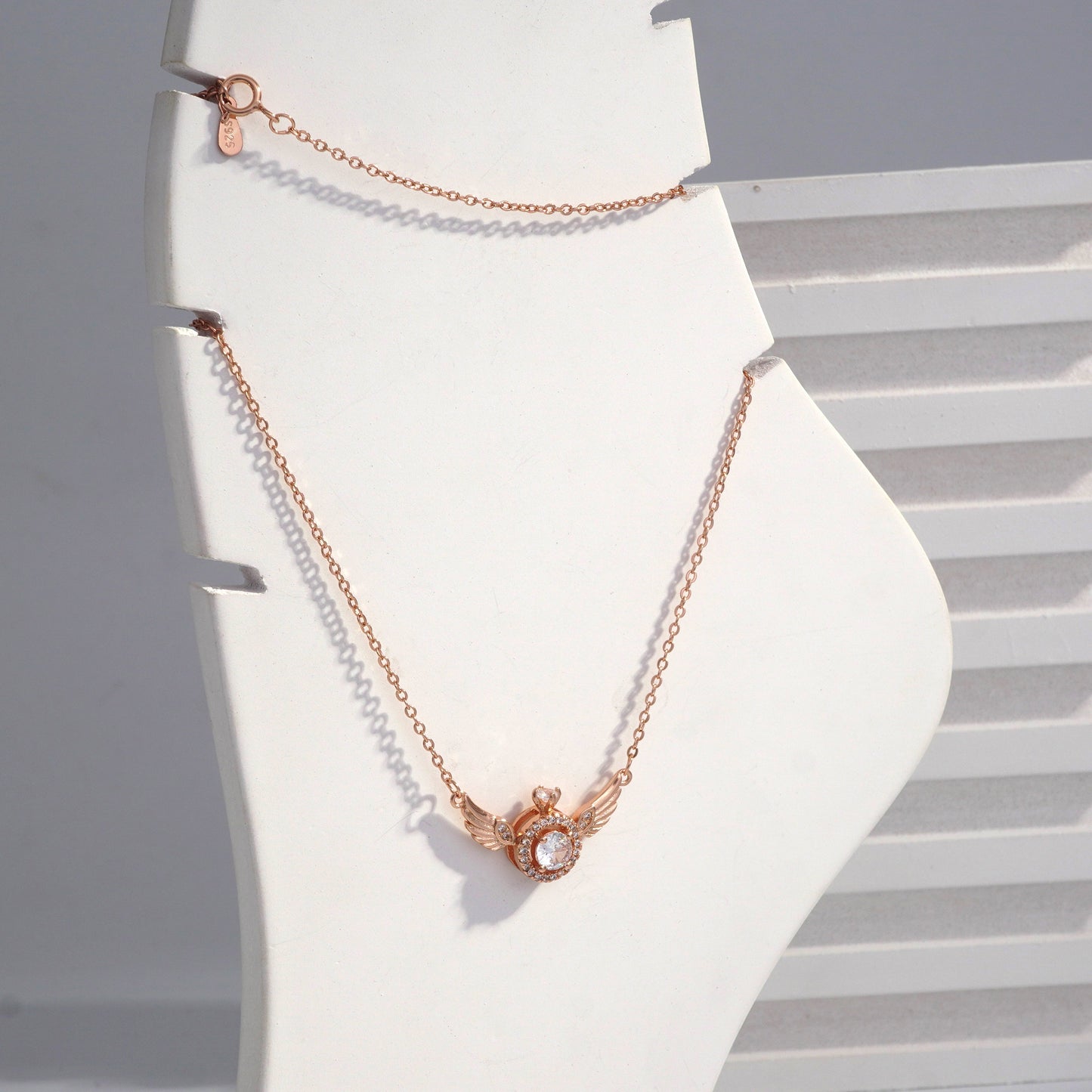 Scentorya Rose Gold Plated Studded With Zirconia Diamonds Rose Gold Chain Pendant