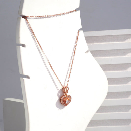Scentorya Rose Gold Plated Studded With Zirconia Diamonds Rose Gold Chain Pendant