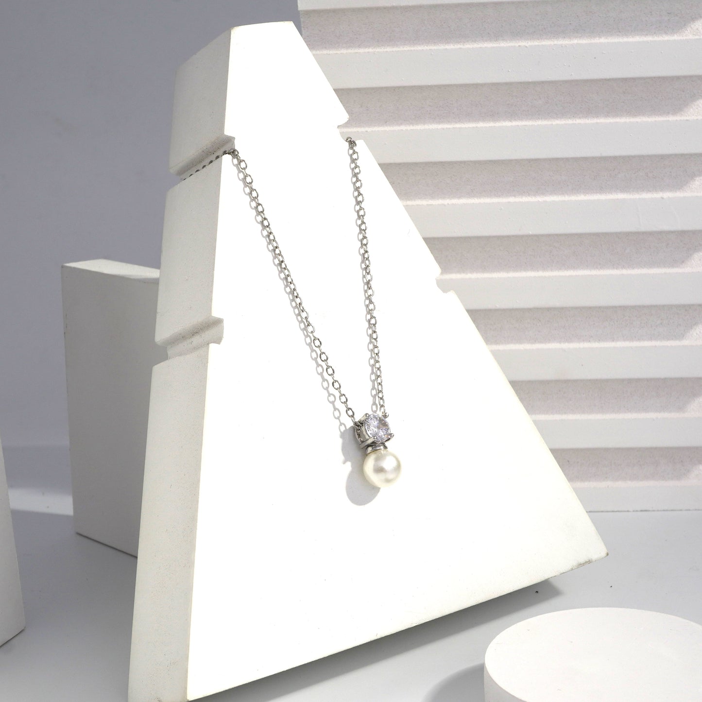 Scentorya Silver Plated Studded With Zirconia Diamonds Silver Chain Pendant