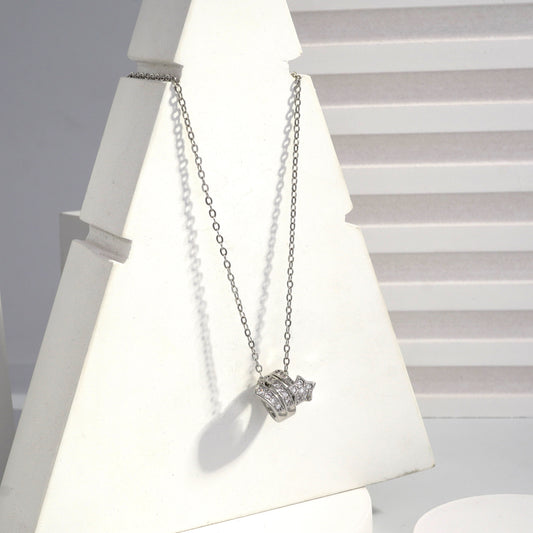 Scentorya Silver Plated Studded With Zirconia Diamonds Silver Chain Pendant