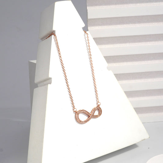 Scentorya Rose Gold Plated Studded With Zirconia Diamonds Rose Gold Chain Pendant