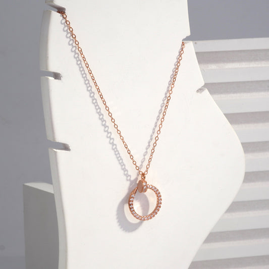 Scentorya Rose Gold Plated Studded With Zirconia Diamonds Rose Gold Chain Pendant