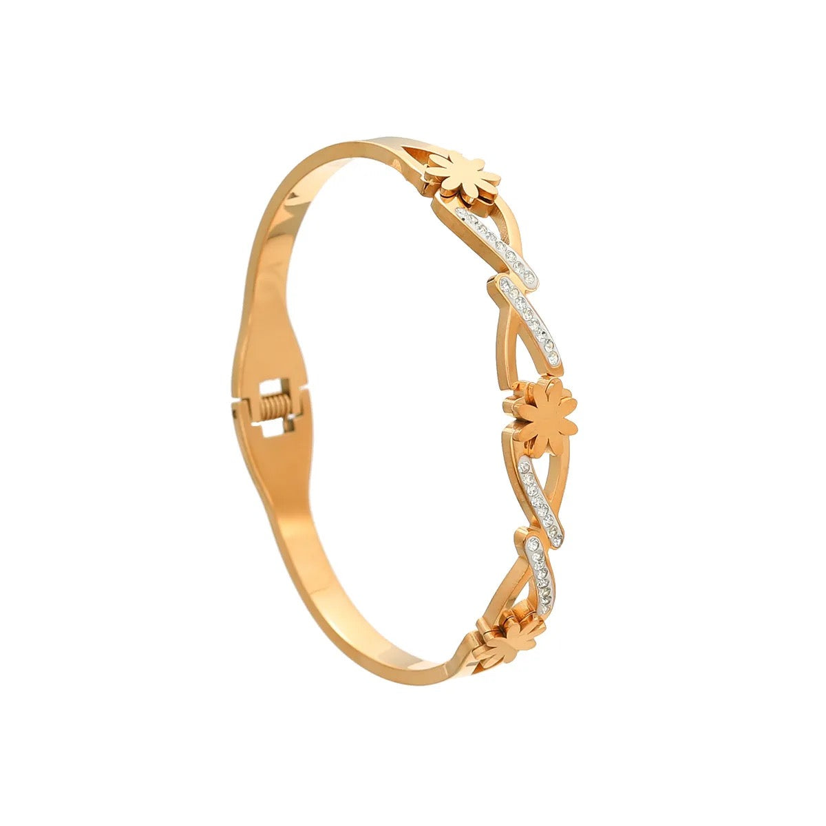 Scentorya Gold Plated Studded With Zircoina Diamond With Gold Bracelate