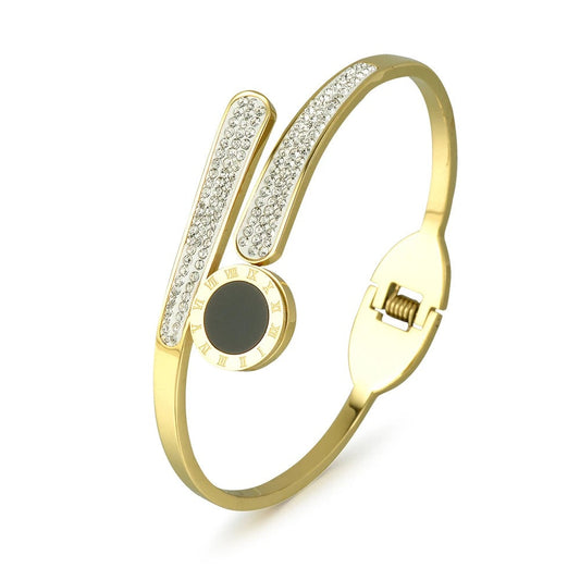 Scentorya Gold Plated Studded With Zircoina Diamond With Gold Bracelate