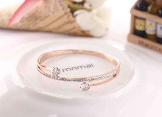 Scentorya Rose Gold Plated Studded With Zircoina Diamond With Rose Gold Bracelate