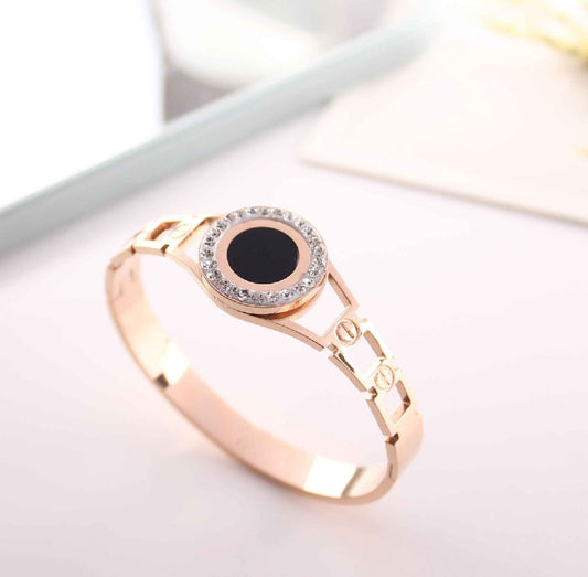 Scentorya Rose Gold Plated Studded With Zircoina Diamond With Rose Gold Bracelate