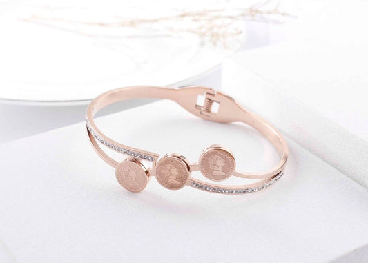 Scentorya Rose Gold Plated Studded With Zircoina Diamond With Rose Gold Bracelate