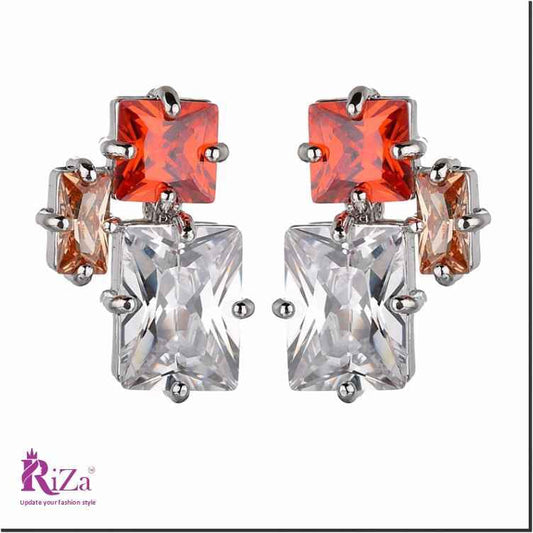 Scentorya Silver Plated Studded With Zirconia Diamond Earring